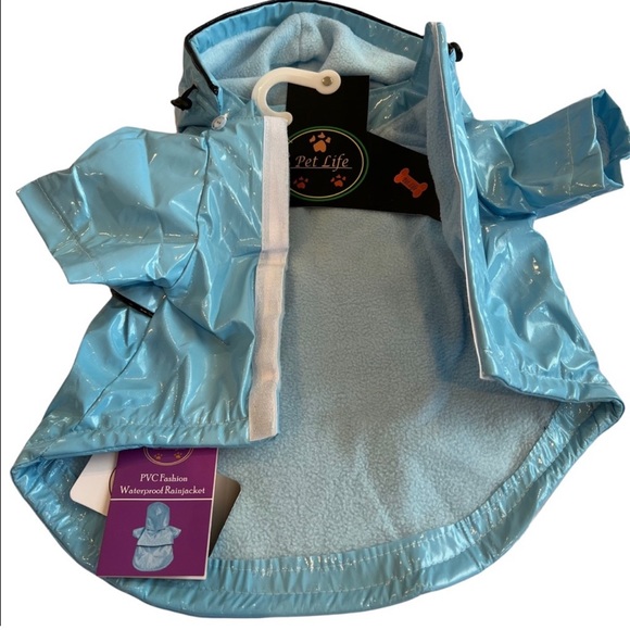 Pet Life DOG 🐩 Baby Blue PVC Waterproof Adjustable Pet Raincoat Size Medium NWT - Picture 11 of 15